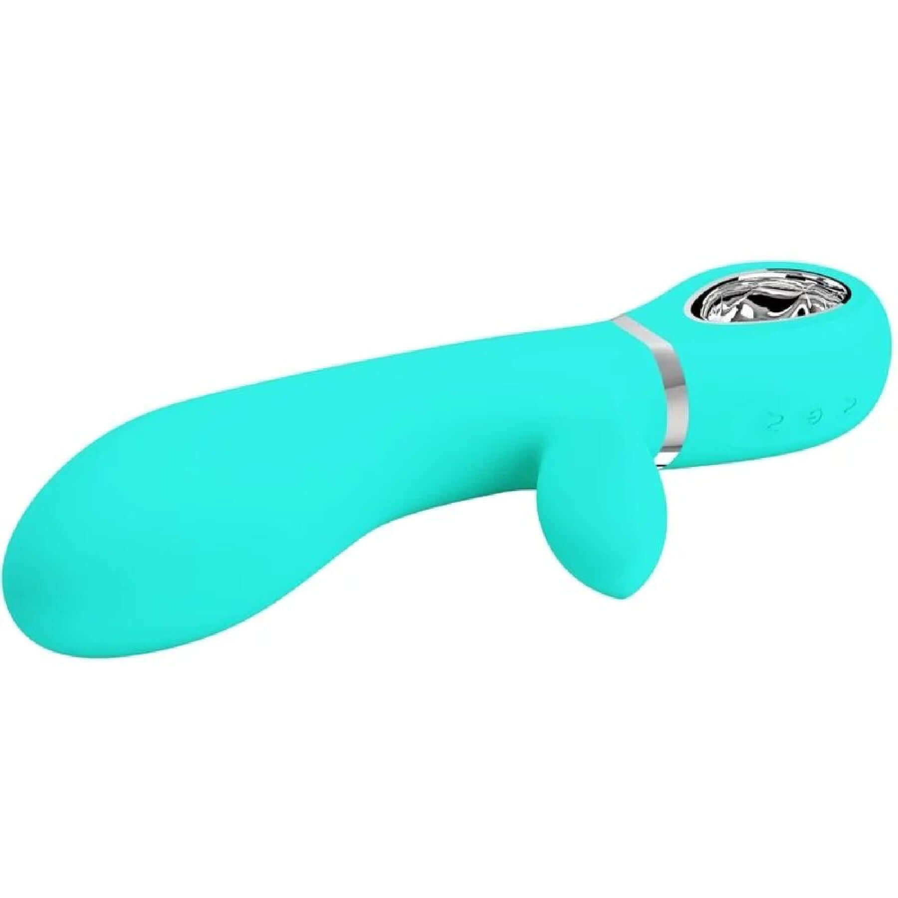 Thomas Super Soft Silicone Rabbit Vibrator in Turquoise with 7 vibration functions for intense G-Spot and clitoral stimulation