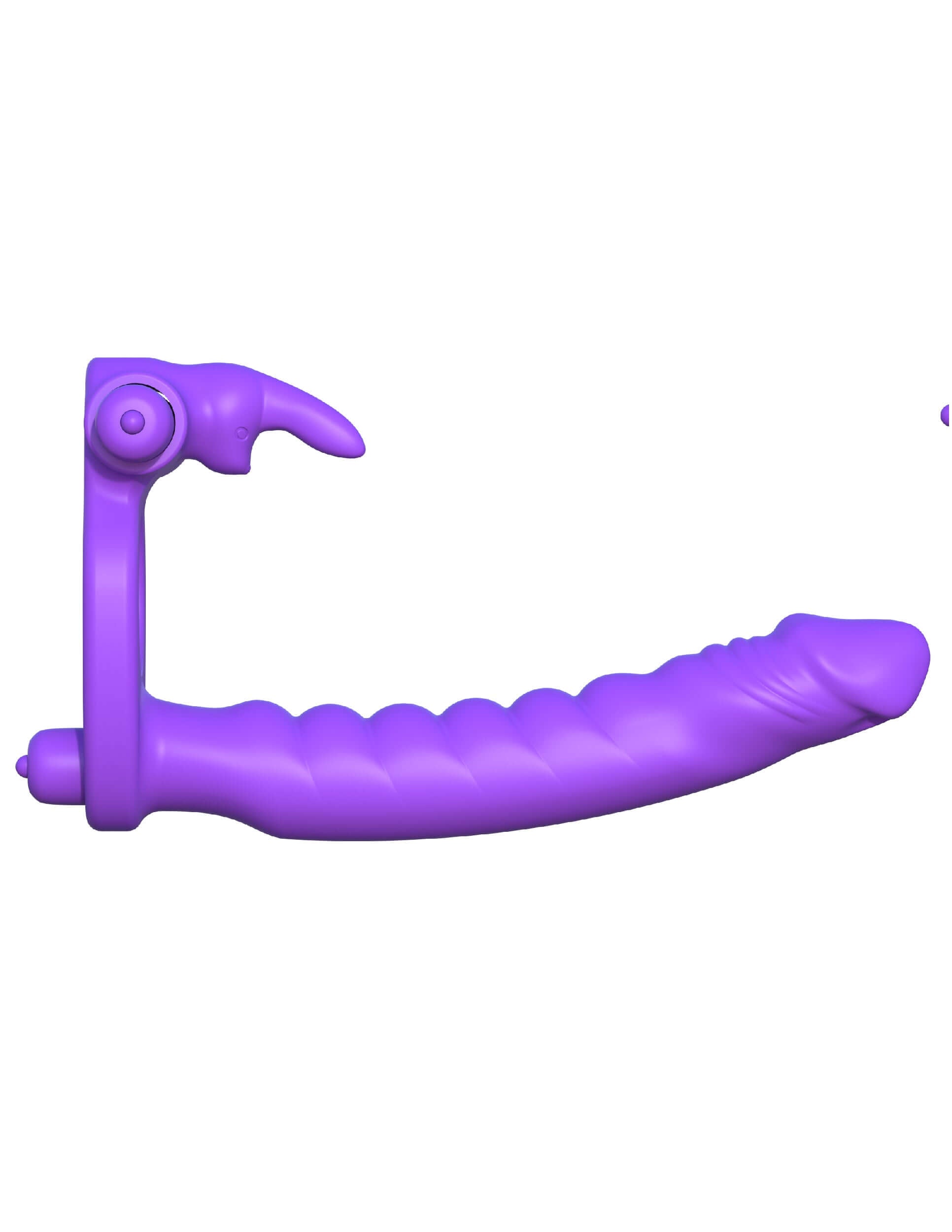 Fantasy C-Ringz Silicone Double Penetrator Rabbit Purple for shared pleasure and synchronized stimulation.