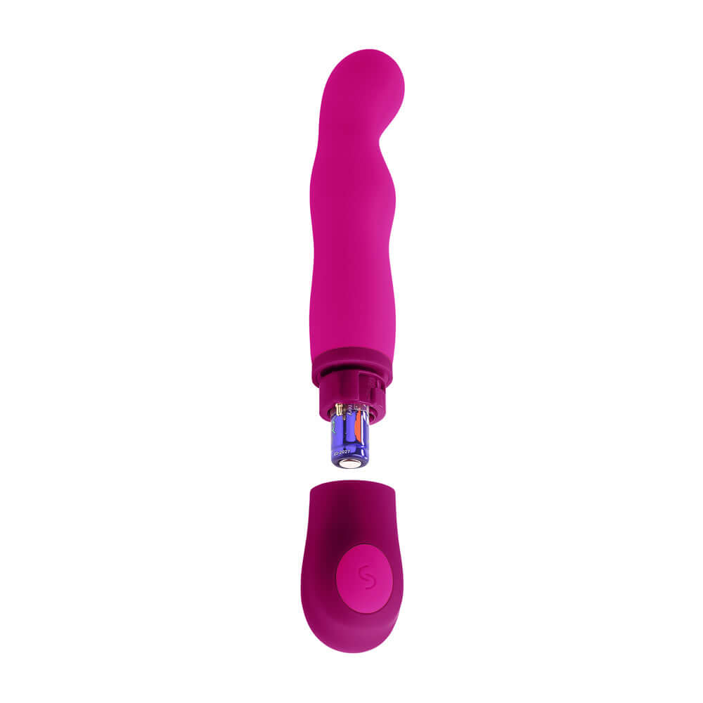 Selopa G Wow Silicone G-Spot Vibrator Pink showcasing its flexible, angled tip for targeted internal stimulation.