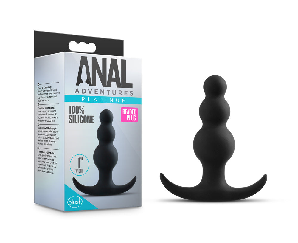 Anal Adventures Platinum - Beaded Plug - Black-2