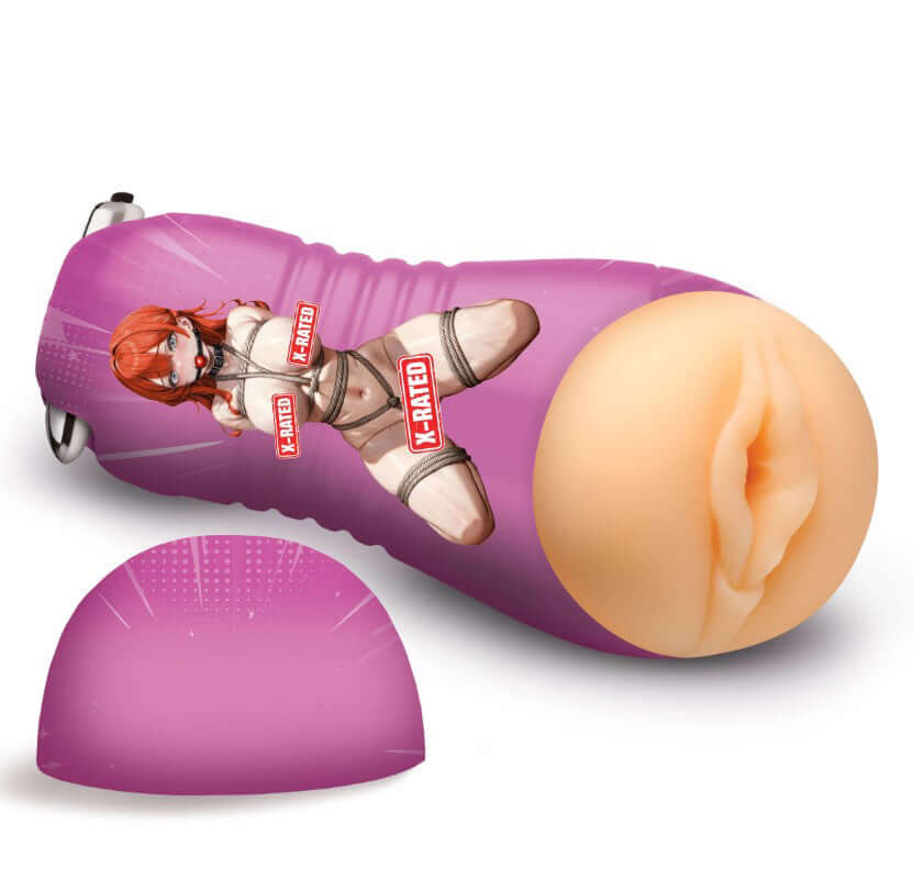 Misato the Shibari Girl Vibrating Pussy Stroker Beige with textured design and soft, body-safe material for enhanced pleasure.