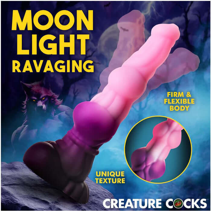 Creature Cocks Lycan Werewolf Silicone Dildo with unique texture, firm and flexible body for a striking experience.