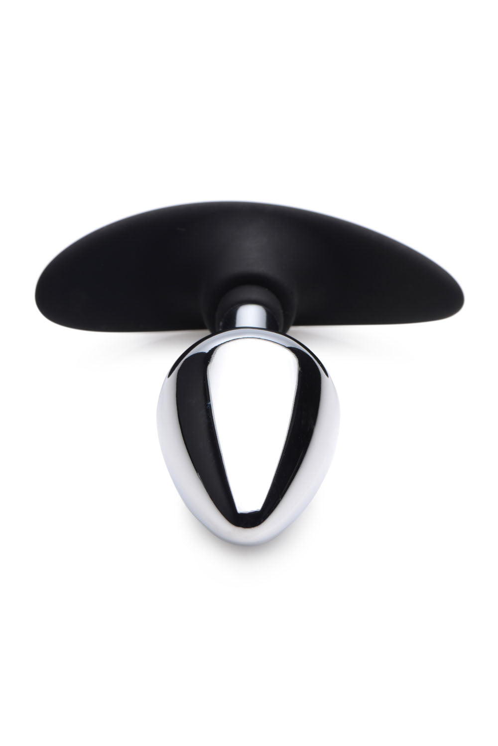 Dark Invader Metal and Silicone Anal Plug Medium viewed from above, showcasing its sleek design and premium materials.