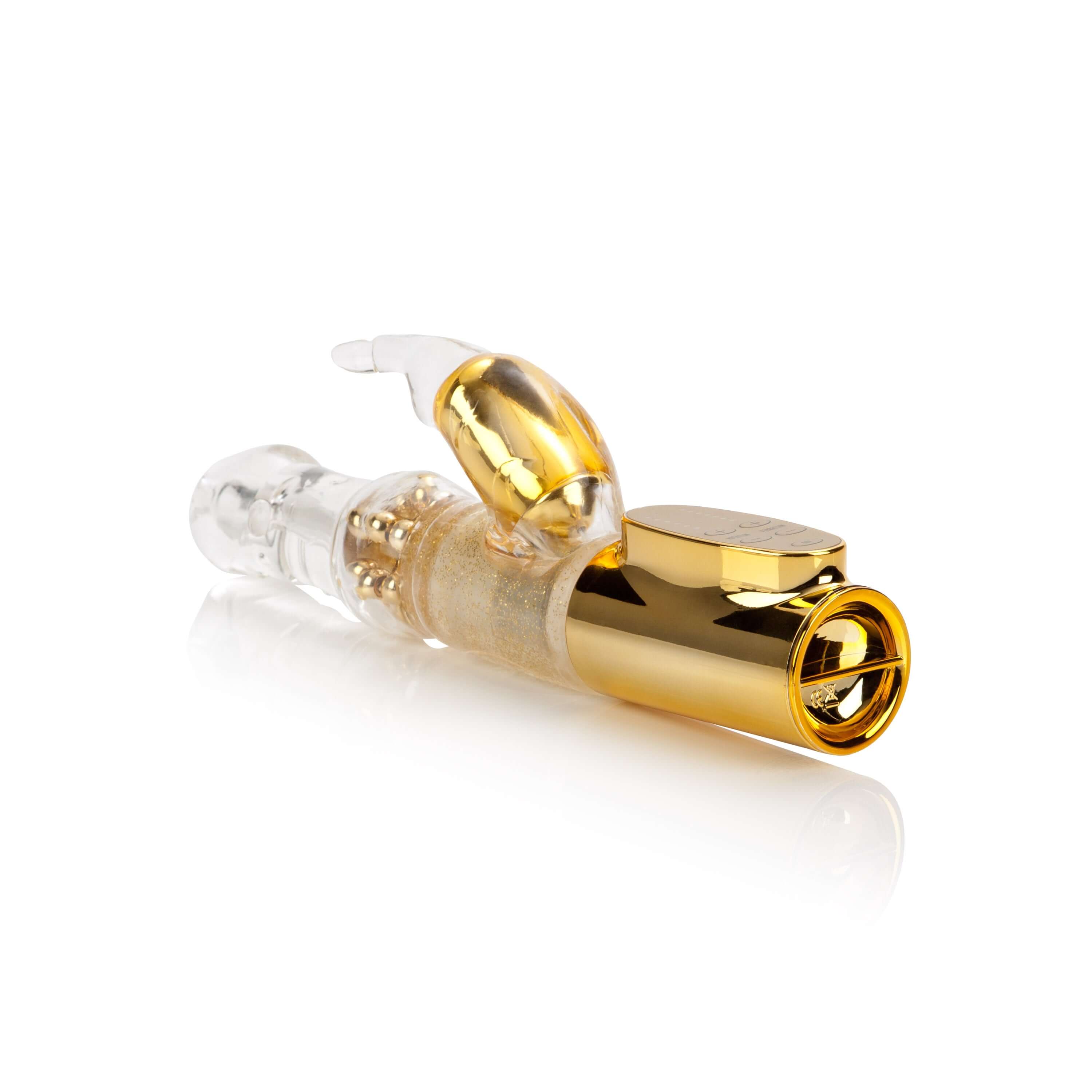 Platinum Jack Rabbit Vibrator Gold showcasing its elegant design and advanced stimulation features.