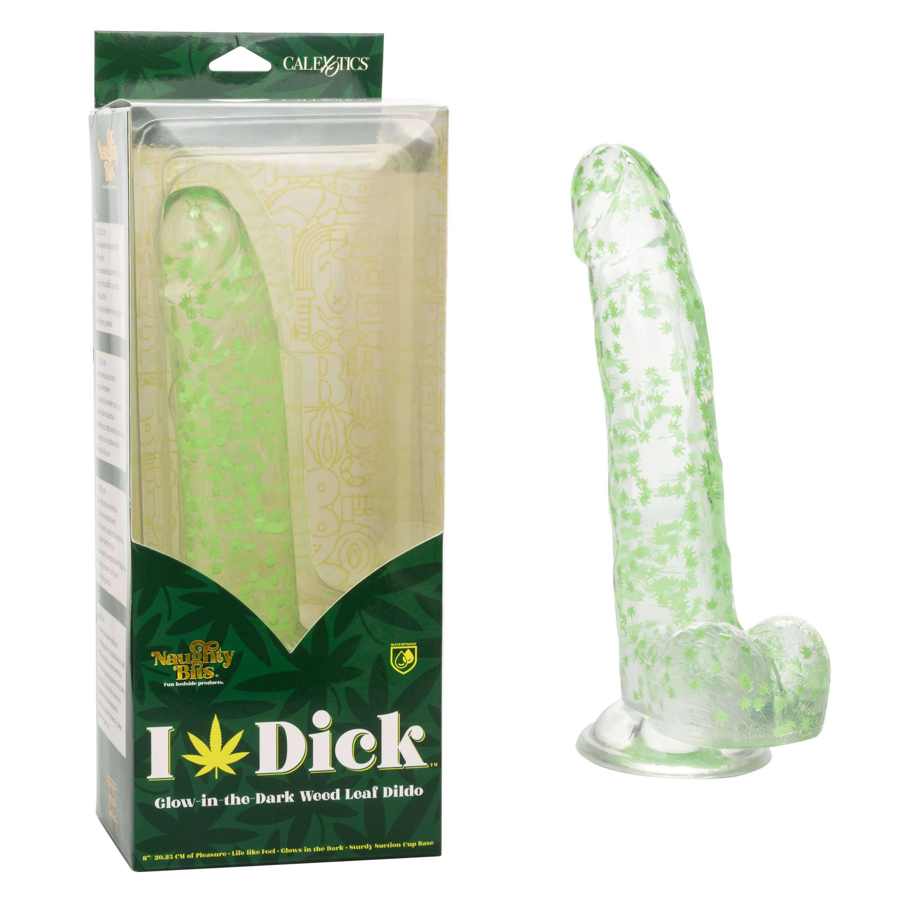 Naughty Bits I Leaf Dick Glow-in-the-Dark Weed Leaf Dildo - Glow in the Dark-0