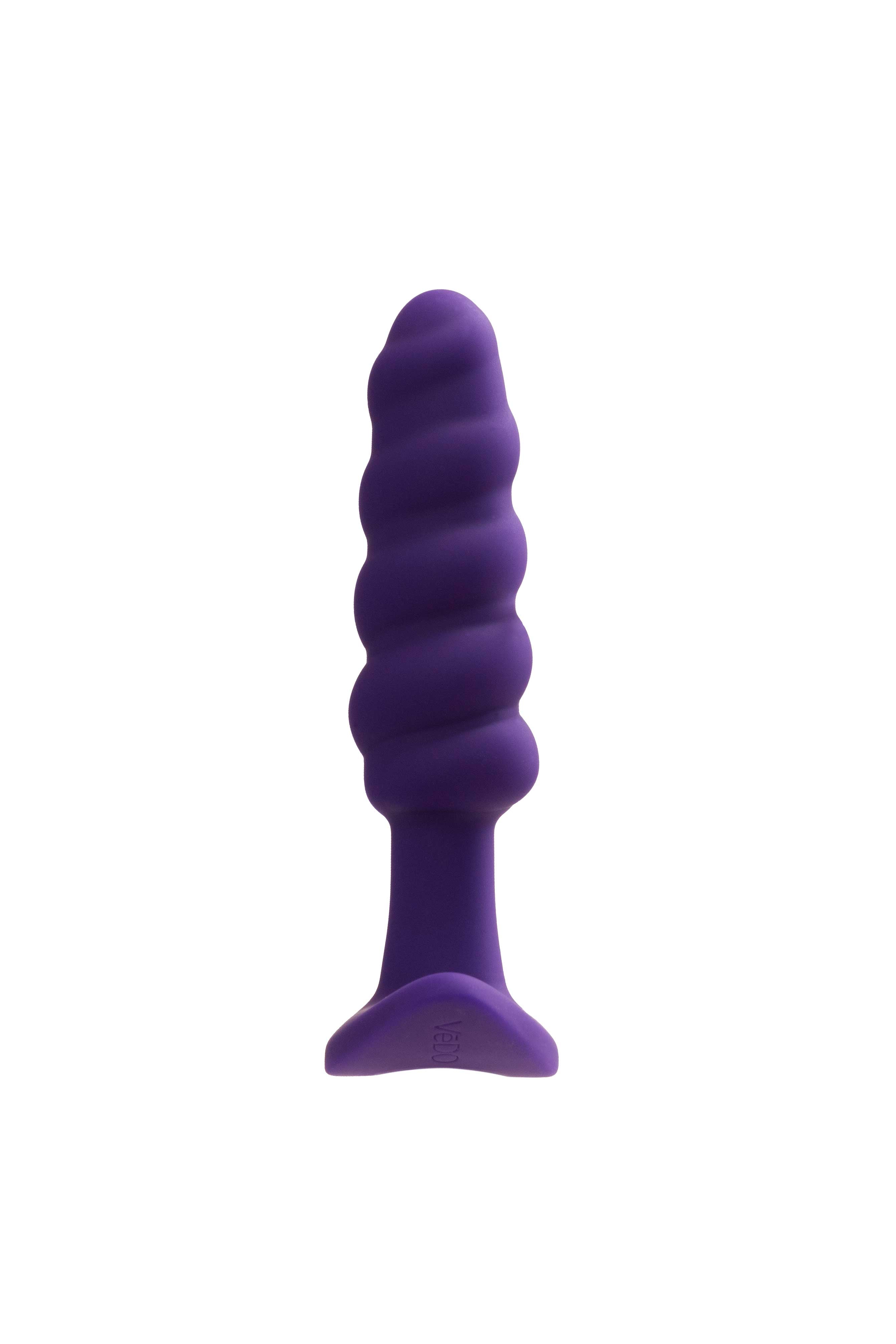Vedo Twist Rechargeable Anal Vibe Deep Purple sleek anal vibrator with swirling texture, designed for intense stimulation.