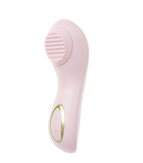 Delice Dahlia Stimulating Personal Massager Pink features a sleek design with textured surface for enhanced stimulation.