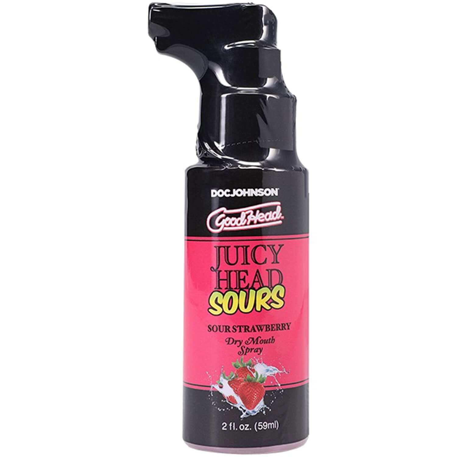 GoodHead Juicy Head Sour Strawberry Dry Mouth Spray 2 fl oz for fresh breath and moisture, vegan and body-safe.