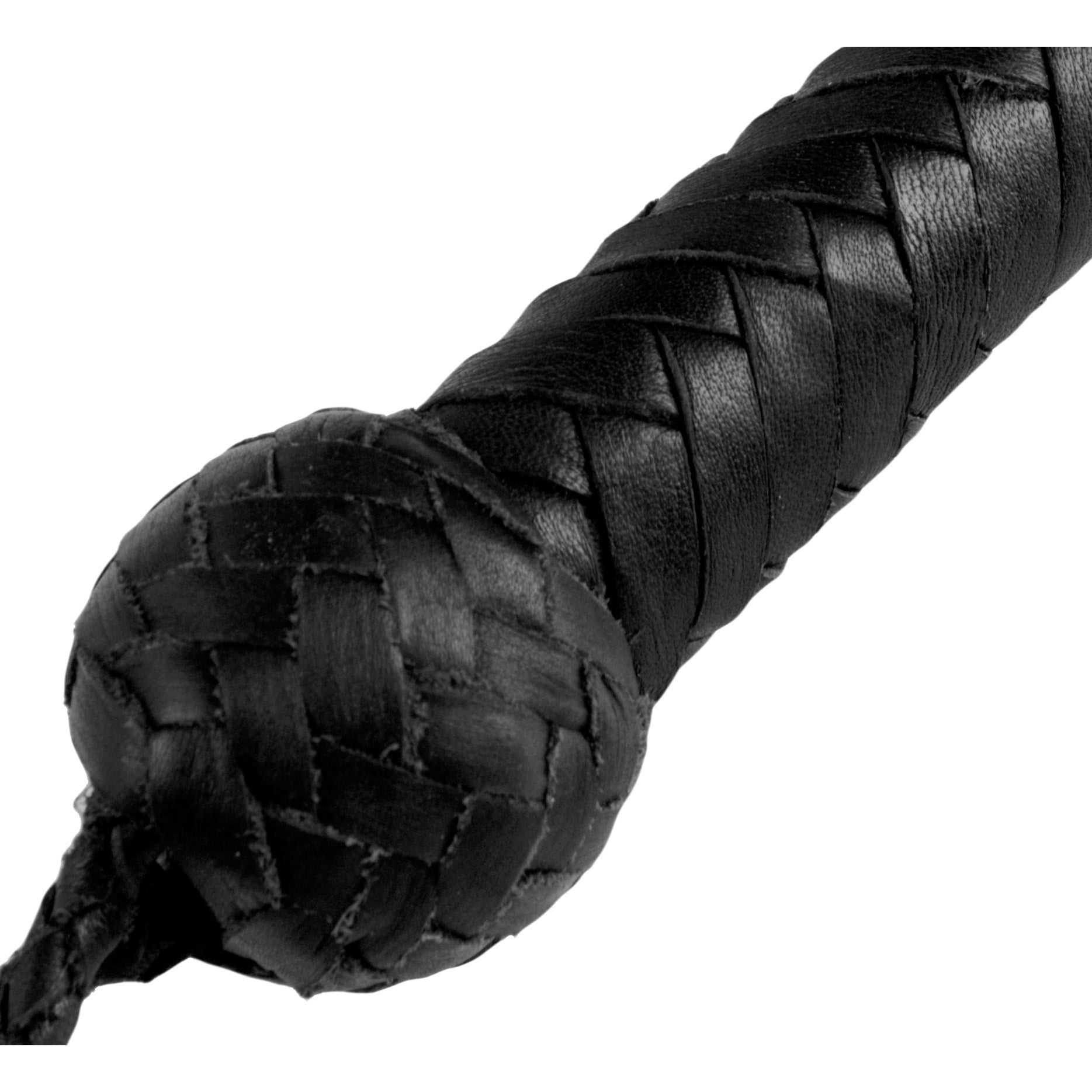 Strict Leather 4 Foot Whip Black braided handle with Turk's head knot detail and comfort wrist loop.