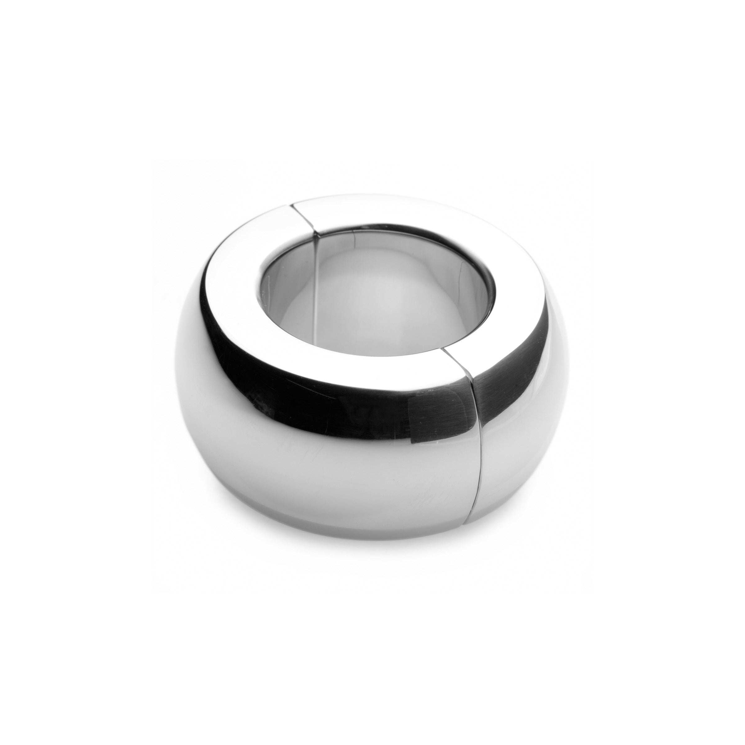 Master Series Magnet Master Stainless Steel Ball Stretcher displayed from the side, showcasing its polished surface and magnetic design.