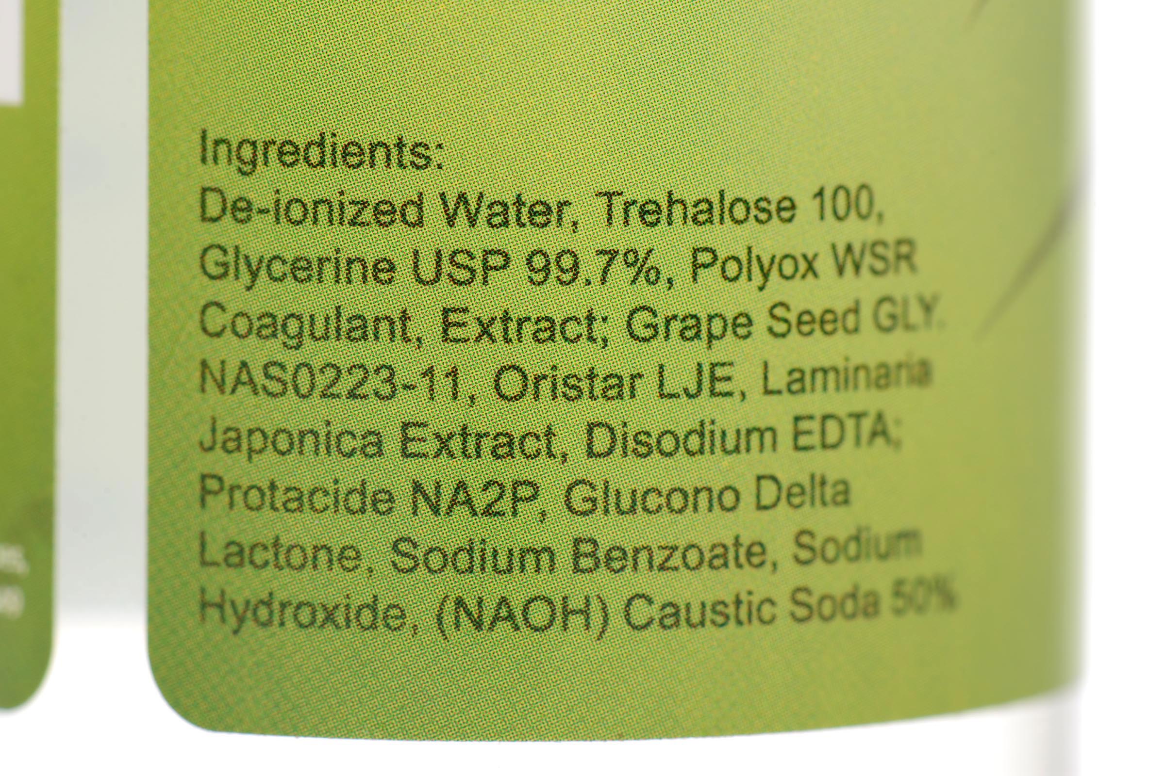 Ingredients list for Nuru Inflatable Massage Sheet Deluxe Kit including water, glycerine, and various extracts.