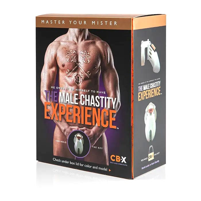 CB6000S Male Chastity Cage Kit Black packaging showcasing the male chastity experience design.