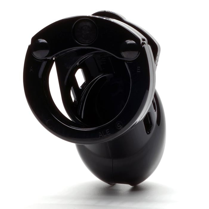 CB6000S Male Chastity Cage Kit Black close-up view, highlighting the secure and breathable design.