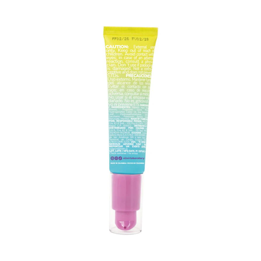 Elixir 5 Sensations Lubricant 30 ml tube with colorful packaging for intimate use and sensory experience.