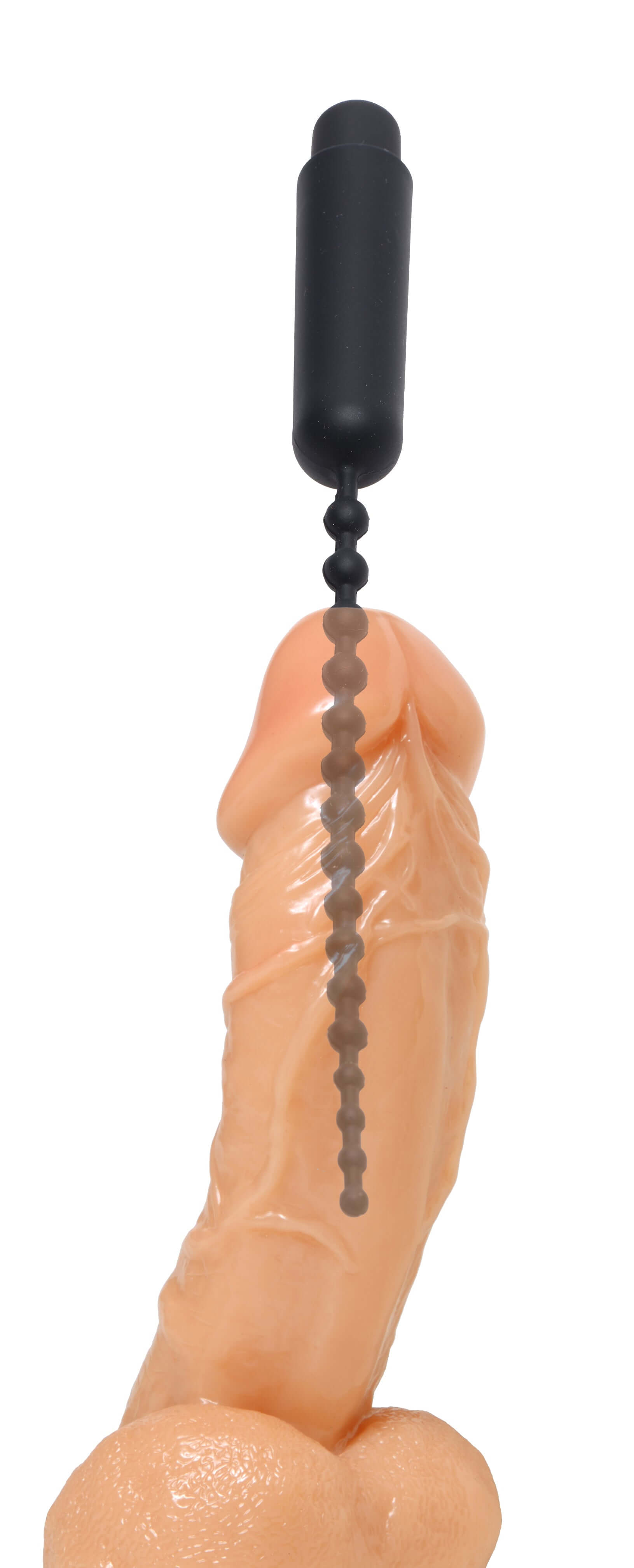 Dark Rod Vibrating Beaded Silicone Sound showcasing its smooth design and flexible beaded structure for targeted stimulation.