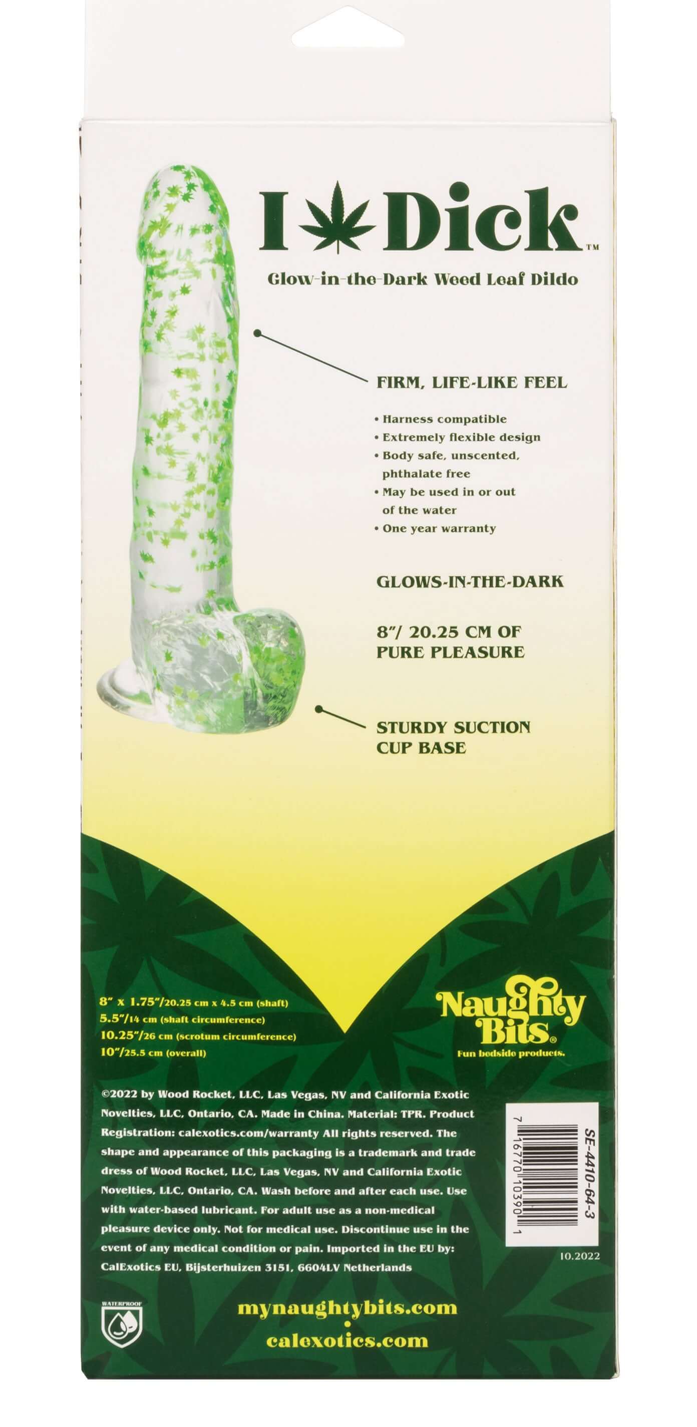 Naughty Bits I Leaf Dick Glow-in-the-Dark Weed Leaf Dildo - Glow in the Dark-2