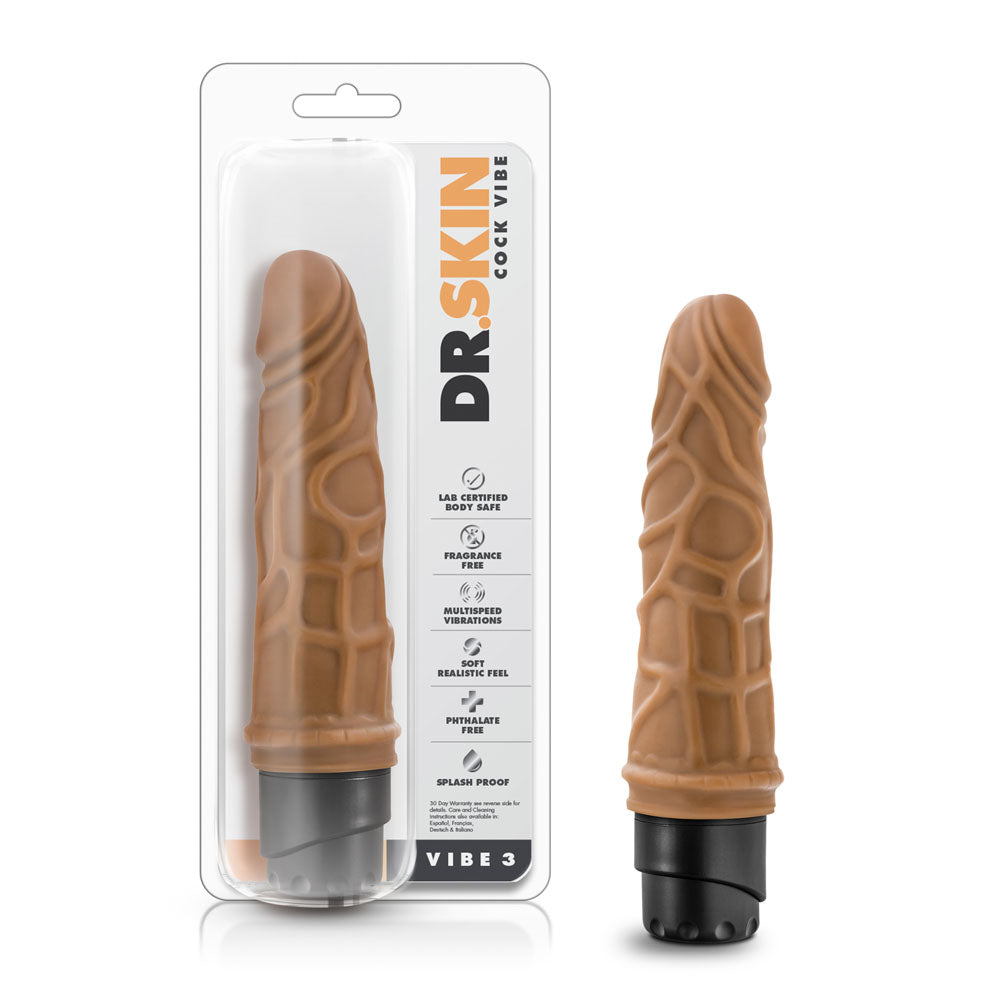 Dr. Skin - Cock Vibe 3 - 7.25 Inch Vibrating Cock - Mocha-1