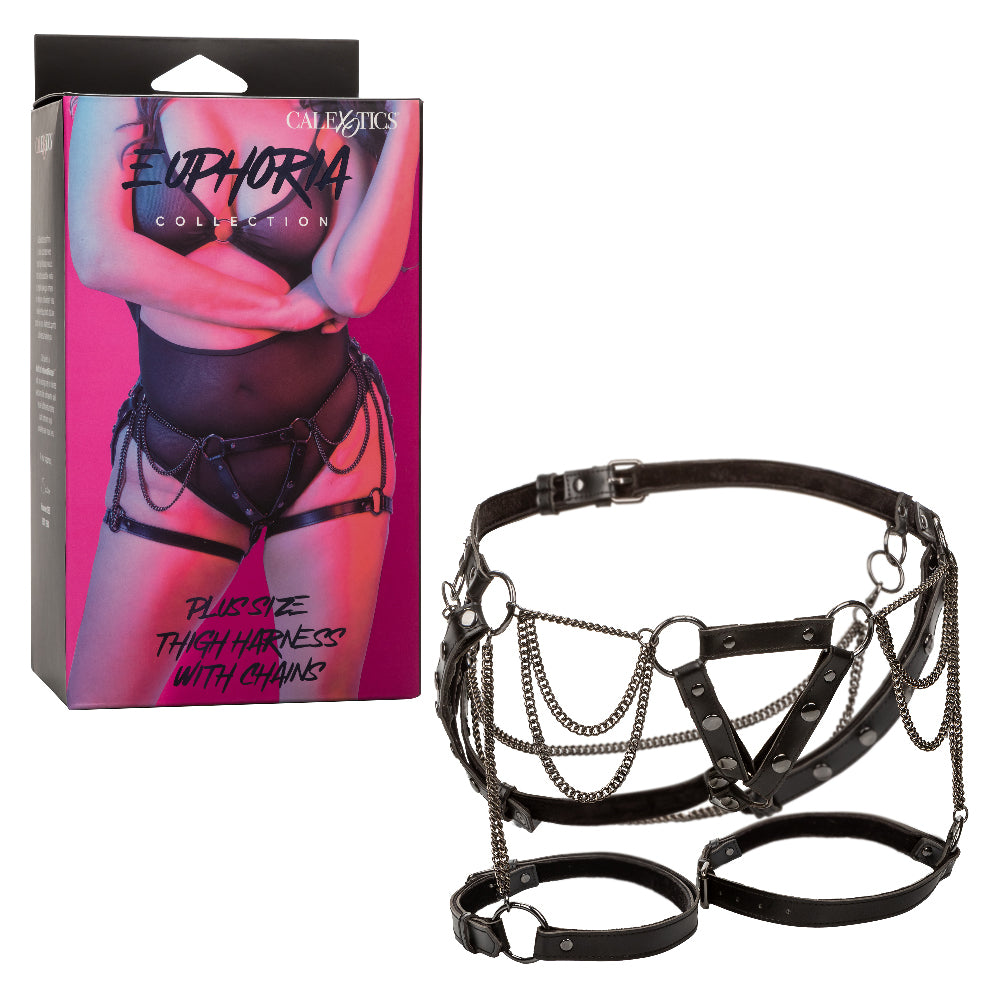 Euphoria Collection Plus Size Thigh Harness With  Chains - Black-0