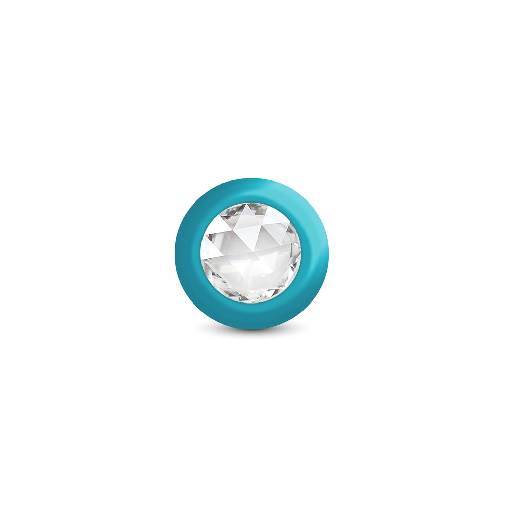Cheeky Charms Eluxe Vibrating Anal Plug Medium with jeweled base and textured silicone surface.