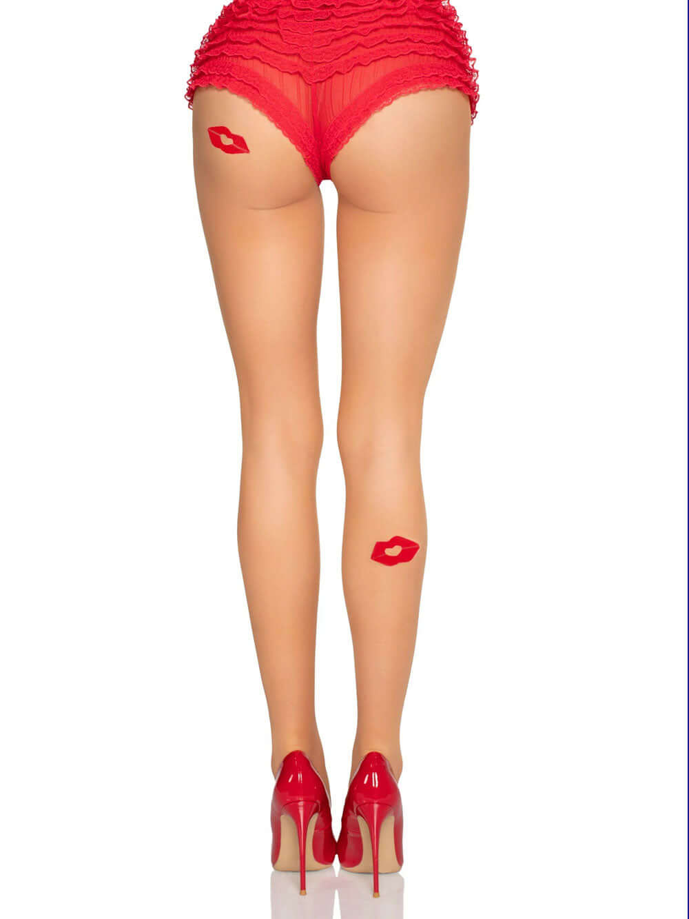 Bisou Sheer Kiss Tights - Os - Nude/red-1