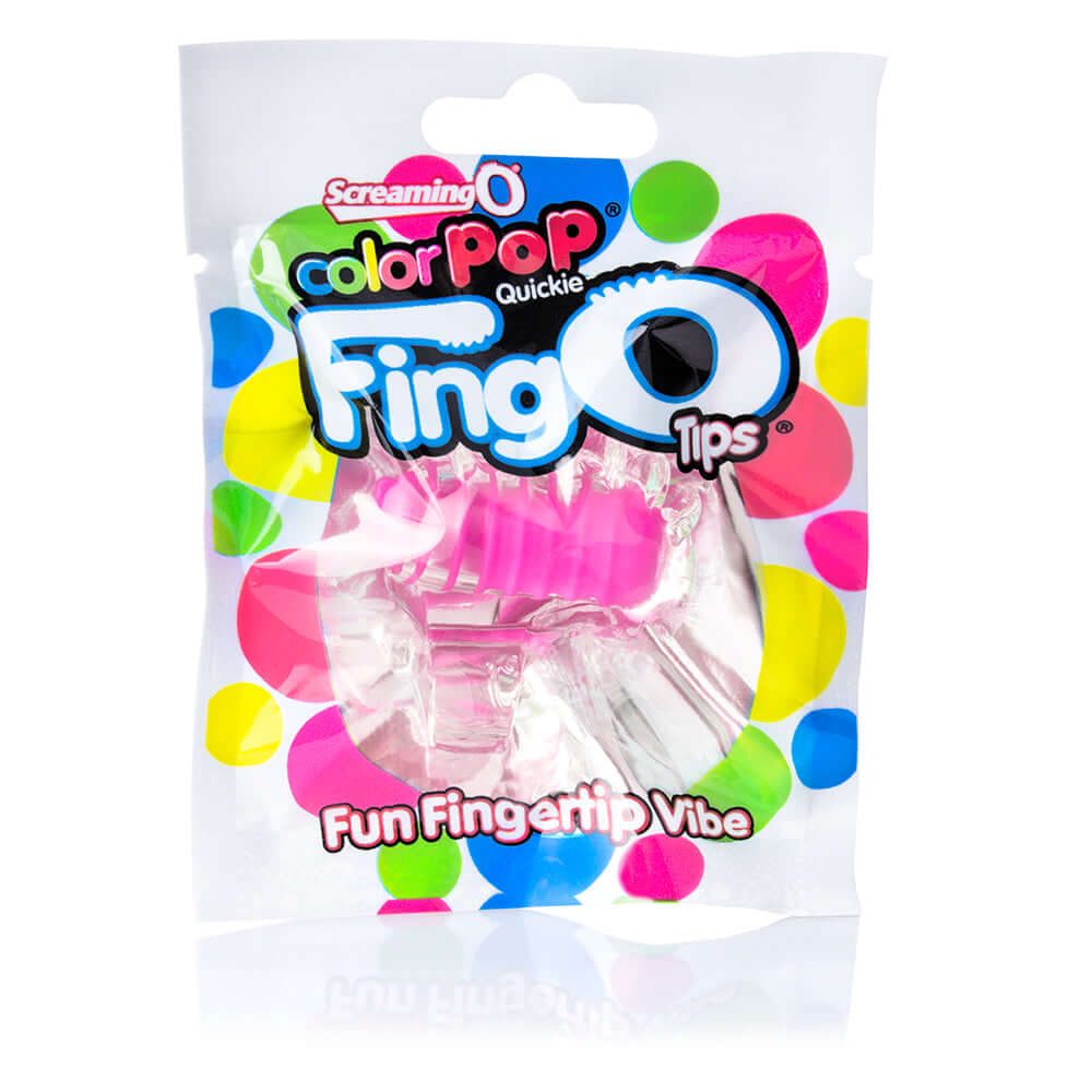 Fingo Tips Finger Vibrator Pink packaging showcasing the mini vibe designed for intimate enhancement and playful exploration.