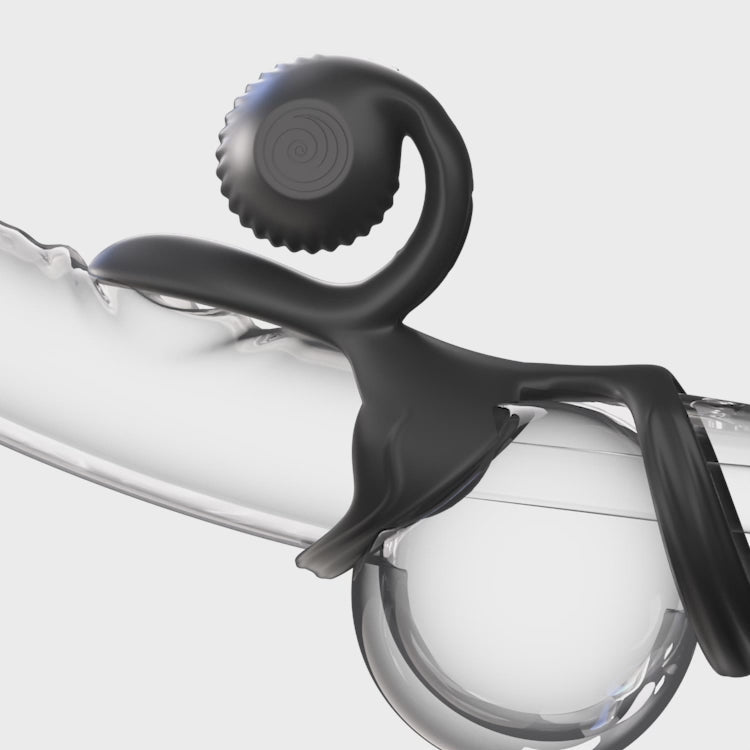 Svibe Snail Jovi Dual Couples Ring Vibrator Black showcasing its ergonomic design and soft silicone material.