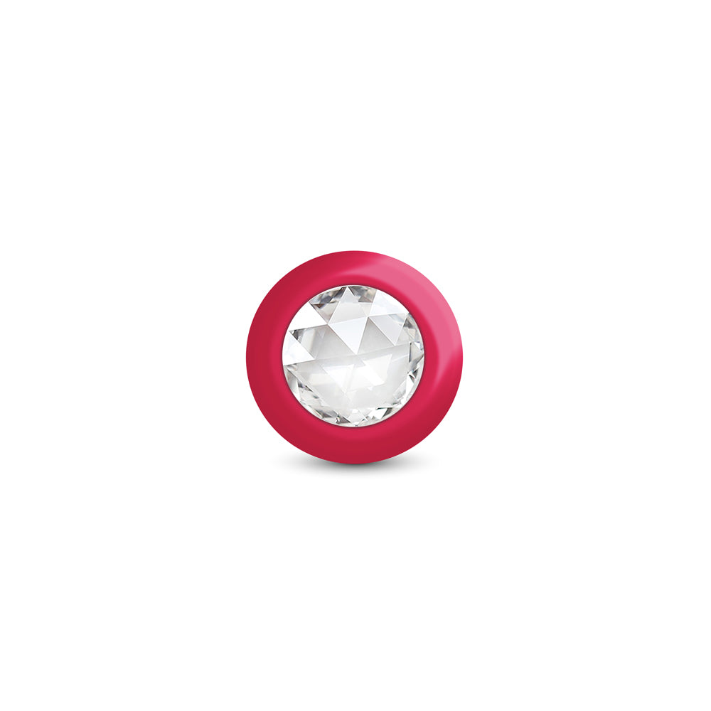 Cheeky Charms Eluxe Vibrating Anal Plug Small Ruby featuring a radiant jeweled base in ruby color.