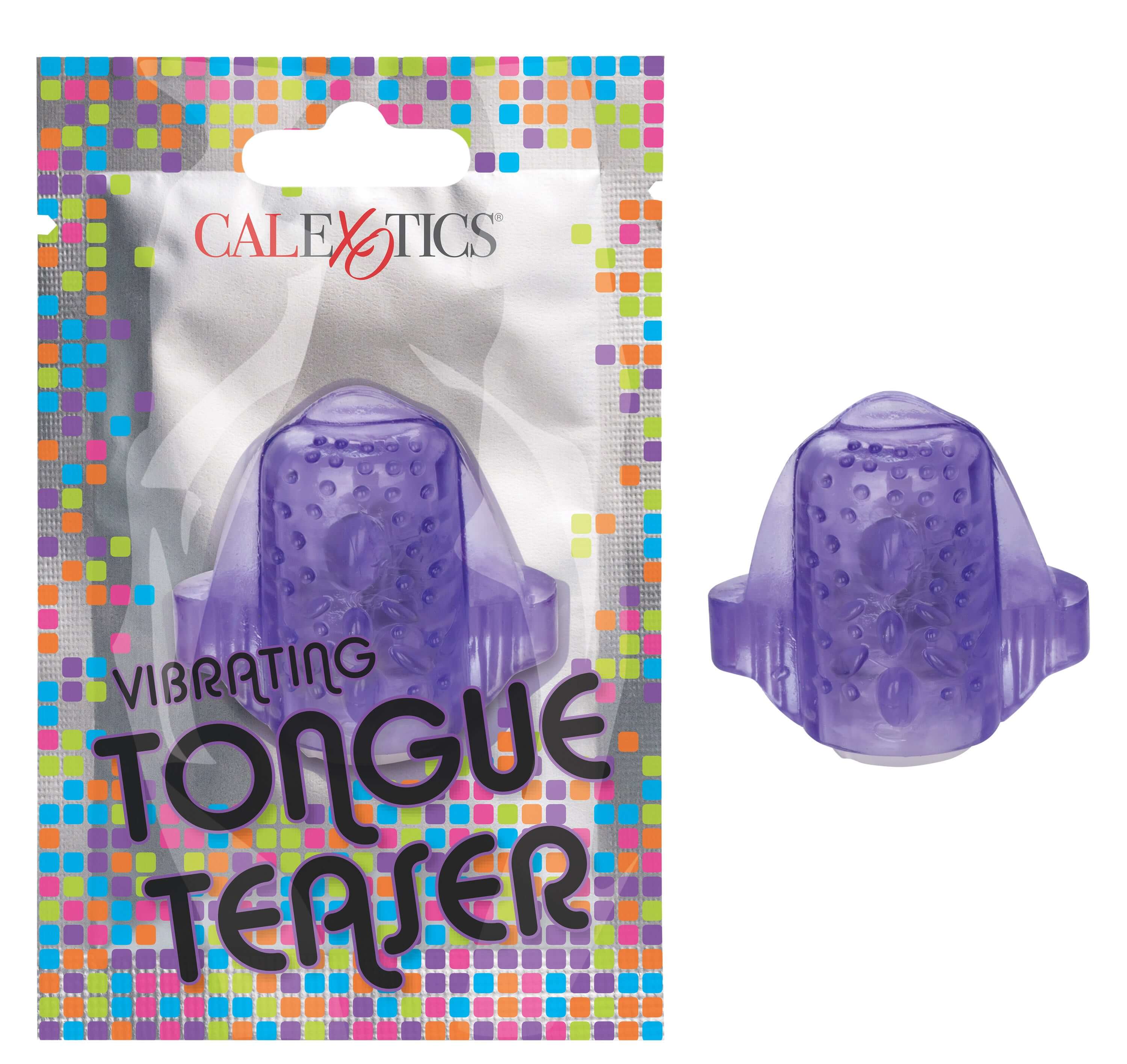 Foil Pack Vibrating Tongue Teaser Purple in packaging with a visible mini vibrator design.