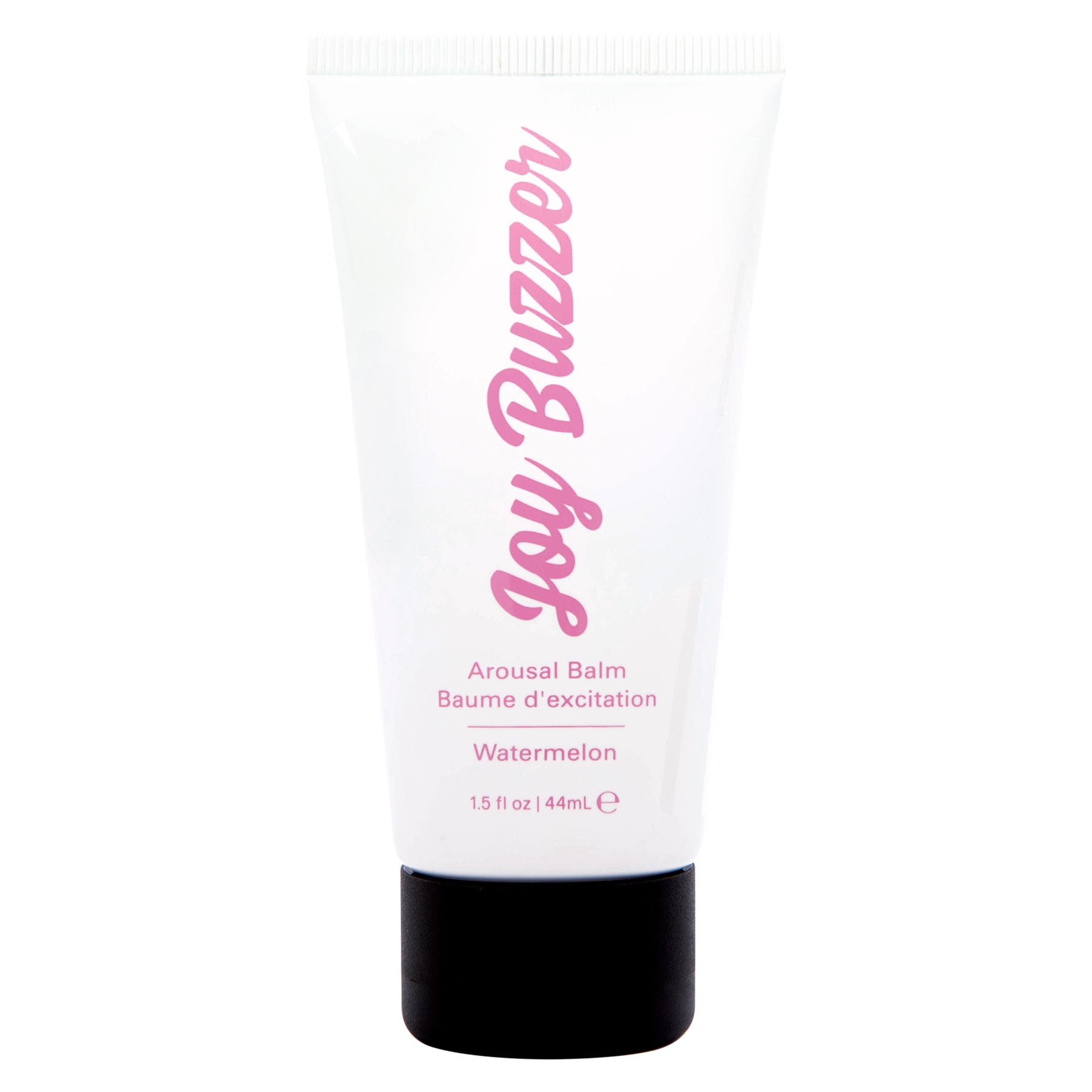 Joy Buzzer Arousal Balm Watermelon 1.5 Oz tube showcasing its refreshing formula for intimate stimulation.
