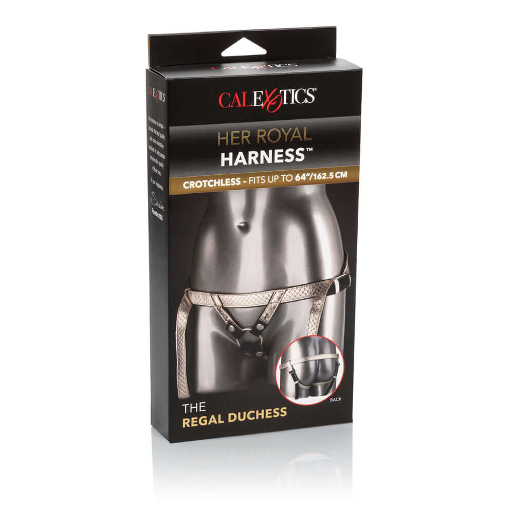 Her Royal Harness the Regal Duchess Red packaging showcasing stylish design and adjustable fit for enhanced comfort.