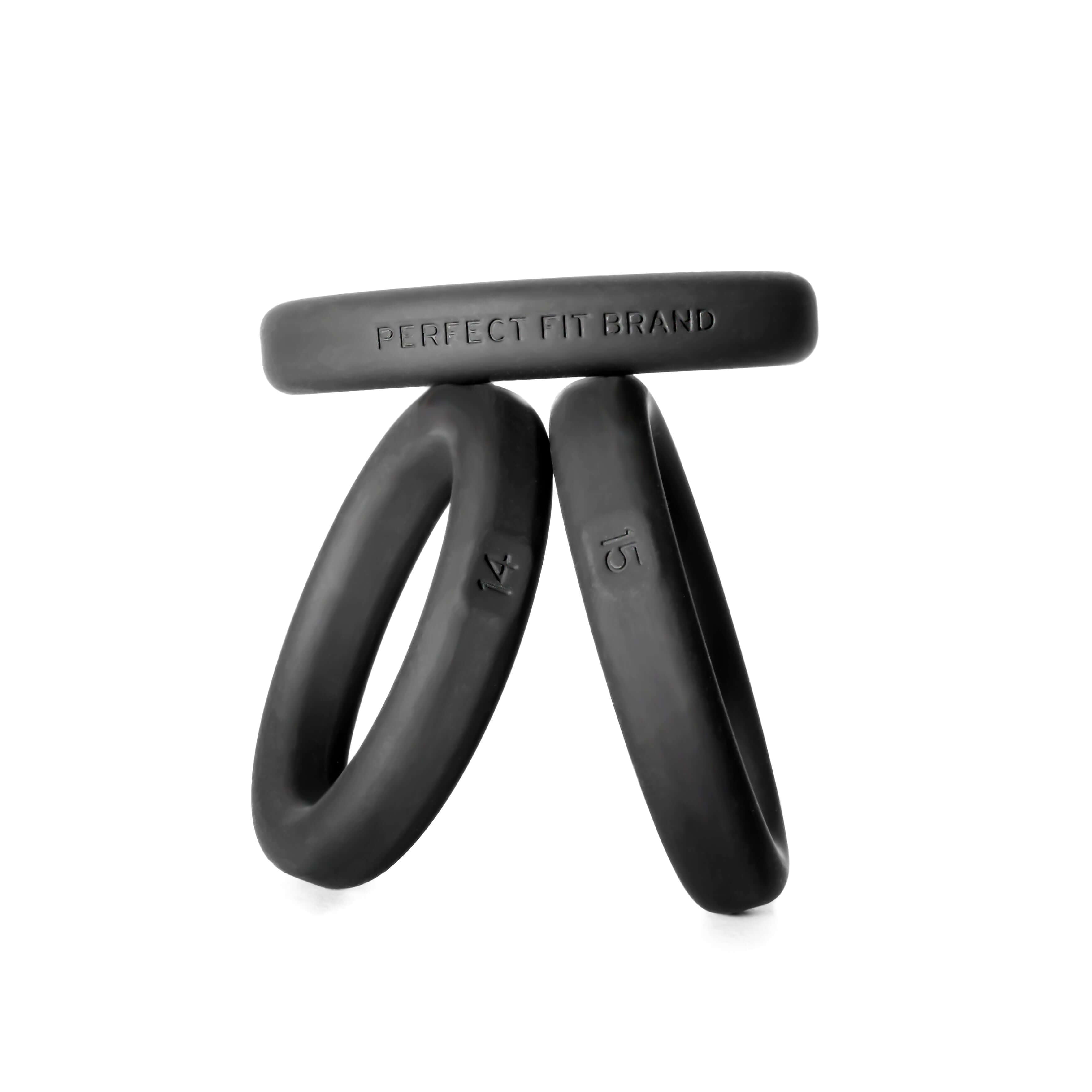Xact-Fit 3 Premium Silicone Cock Rings - sizes #14, #15, #16 by Perfect Fit Brand for optimal comfort and perfect fit