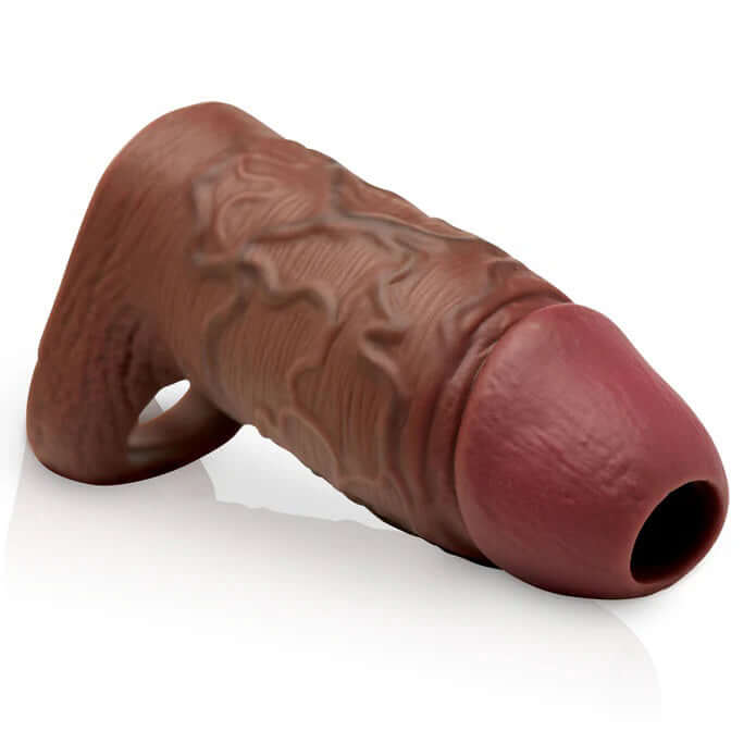 Jock Silicone Penis Extension Sleeve Dark designed for added girth and stimulation during intimate play.