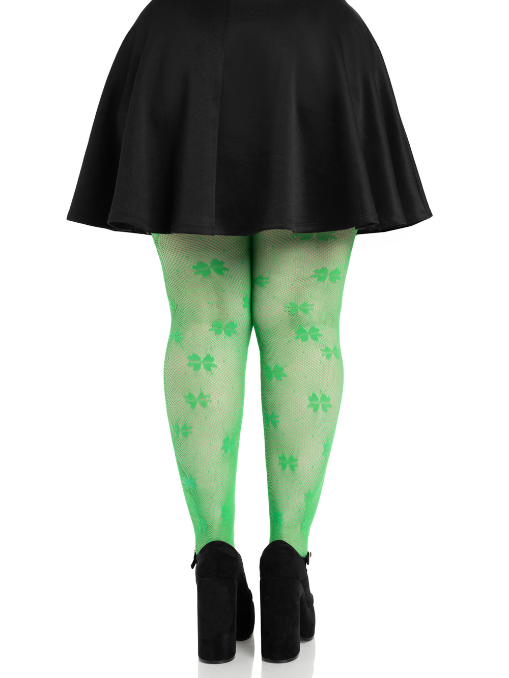 Clover Net Tights - 1x 2x - Green-1