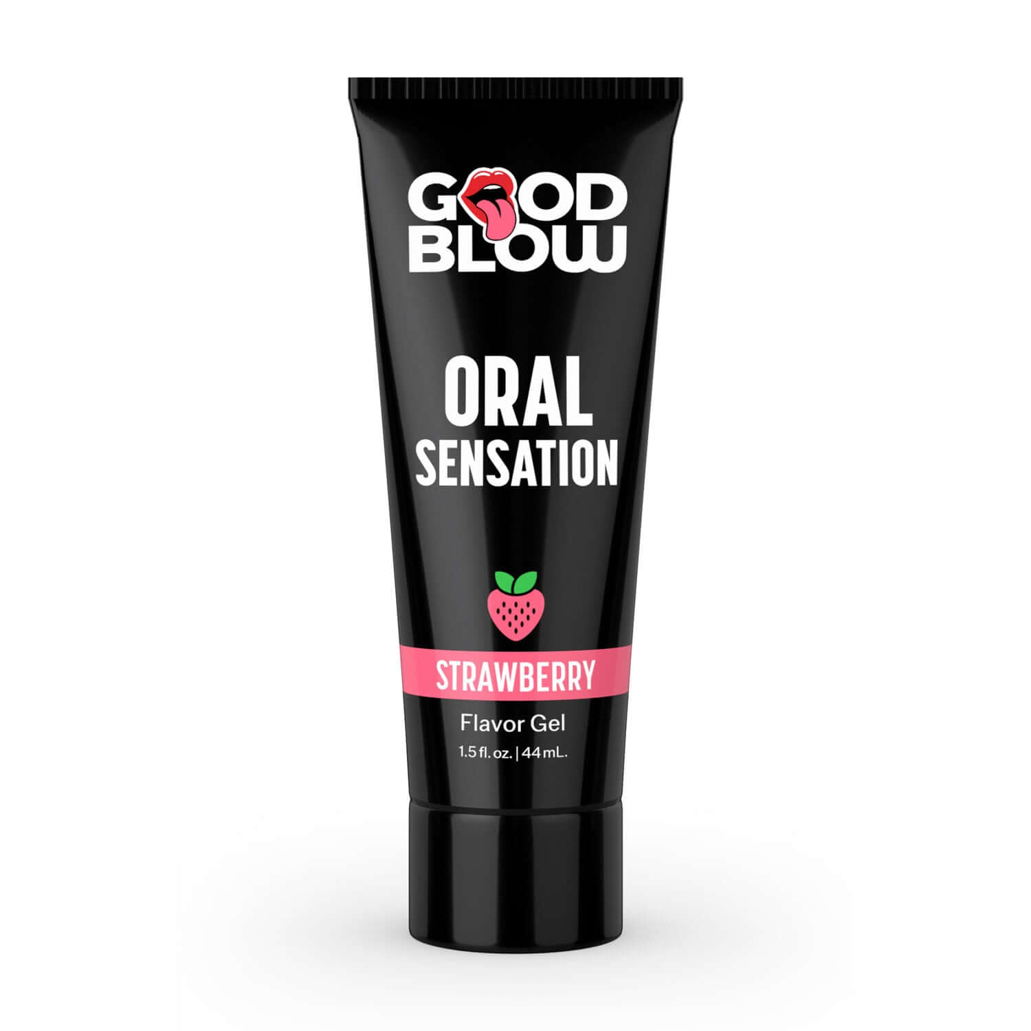 Good Blow Oral Sensation Gel Strawberry, flavor-enhancing gel for oral experience, 1.5 fl oz tube with strawberry graphic.