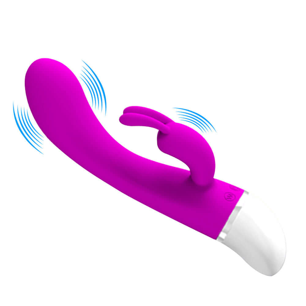 Pretty Love Rabbit Vibrator Freda in vivid pink with dual stimulation features and smooth silicone design.