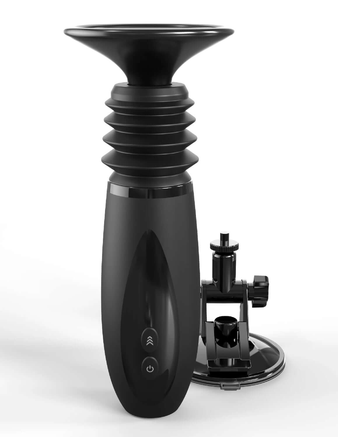 Body Dock Thruster - Black handheld device with suction mount and control buttons for customizable thrusting modes.