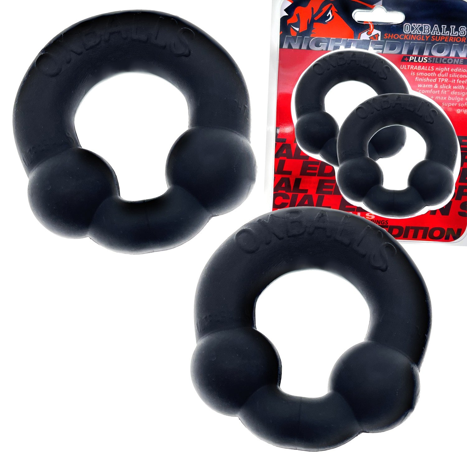 Ultraballs 2- Piece Cockring Set - Night Black-4