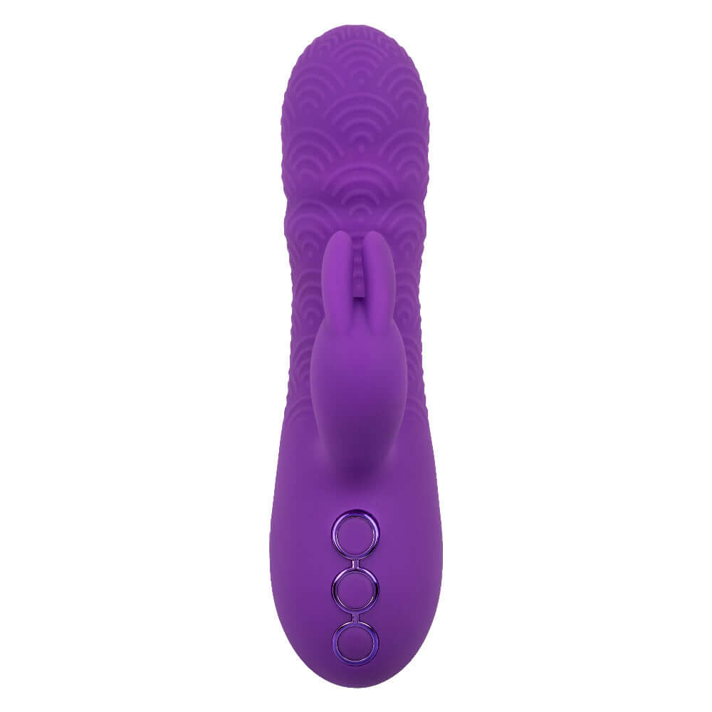 Purple California Dreaming Manhattan Beach Marvel Rabbit Vibrator with three speed settings and textured design.