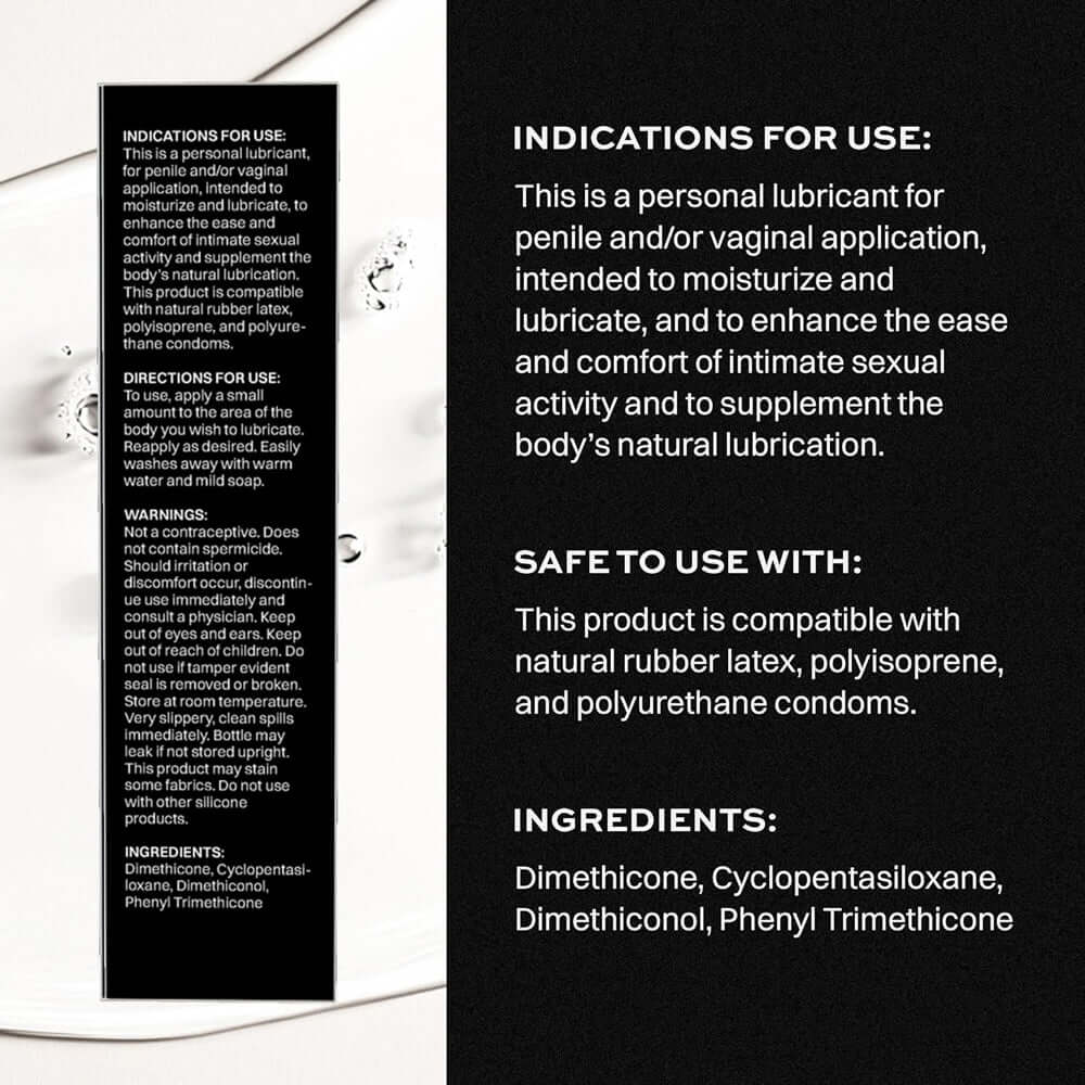 Wet Platinum Luxury Silicone Lubricant 9 Oz product label indicating usage, safety, and ingredients.