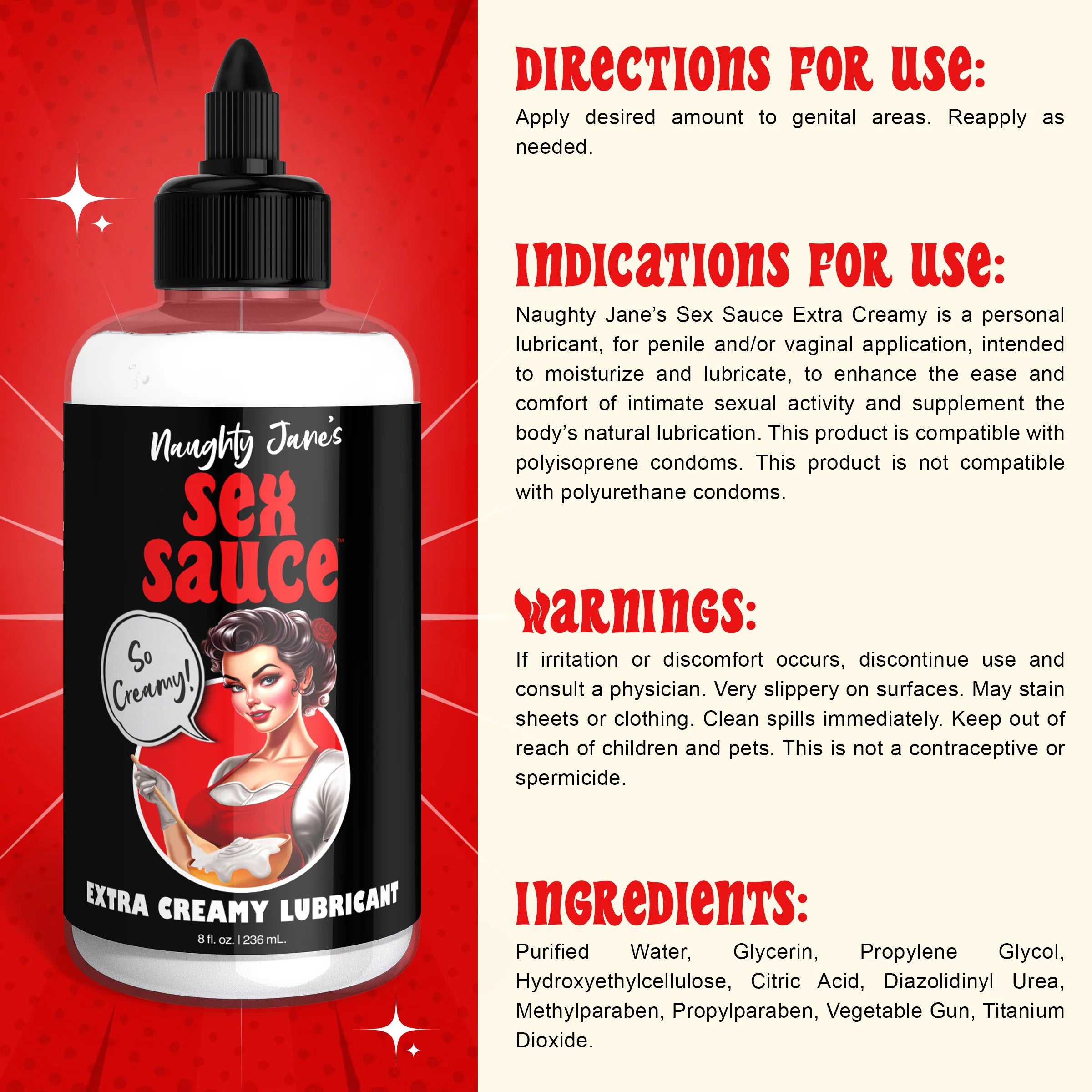 Naughty Jane's Sex Sauce Extra Creamy Lubricant 8 Oz-3
