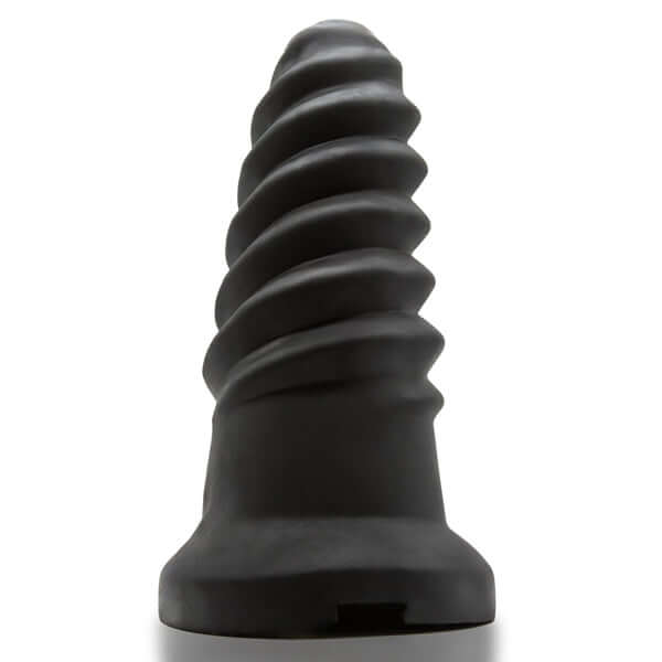 Oxballs Screwdhole Masturbator in black silicone, featuring a spiral design for enhanced pleasure experiences.