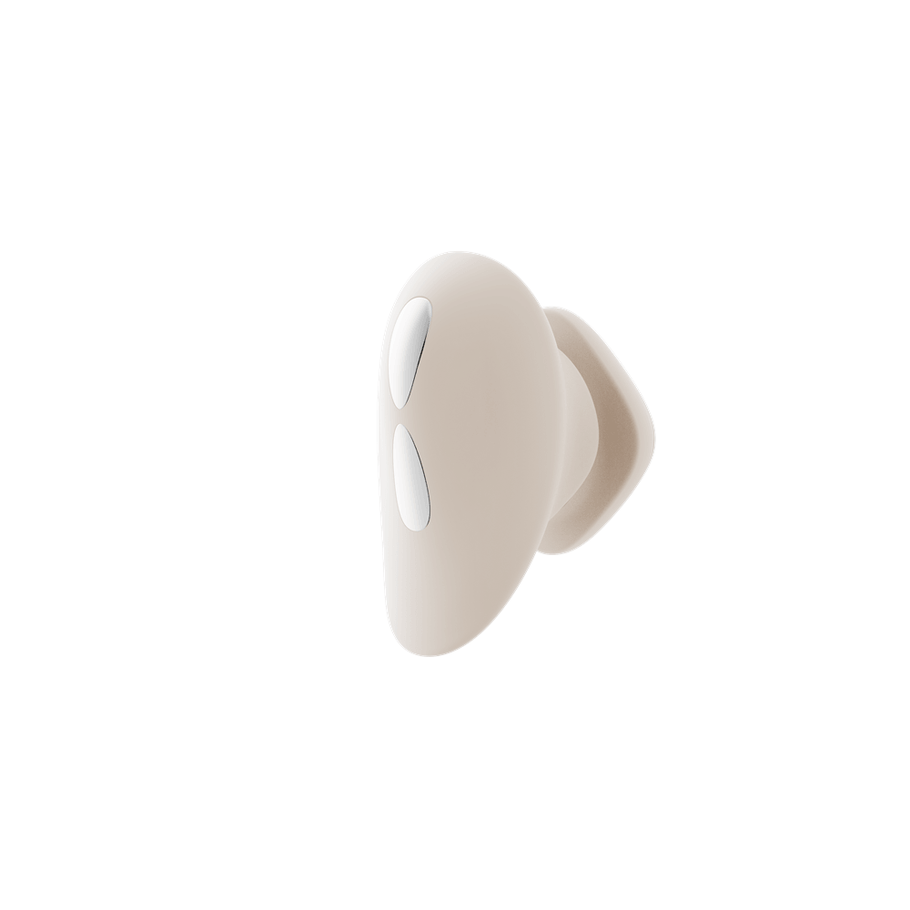 ZALO Deya Wearable Smart Dual Vibrator with App Control in elegant light design, showcasing buttons for customizable use.