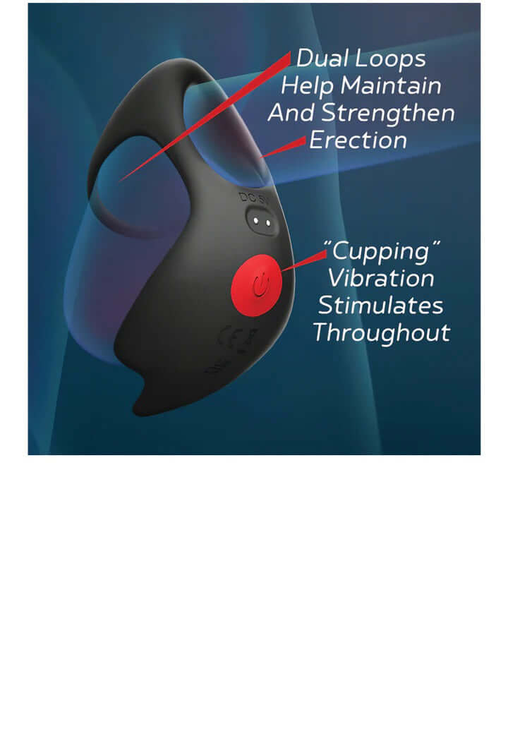Red Dot Vibrating Cock Ring V3 With Remote - Black/red-2
