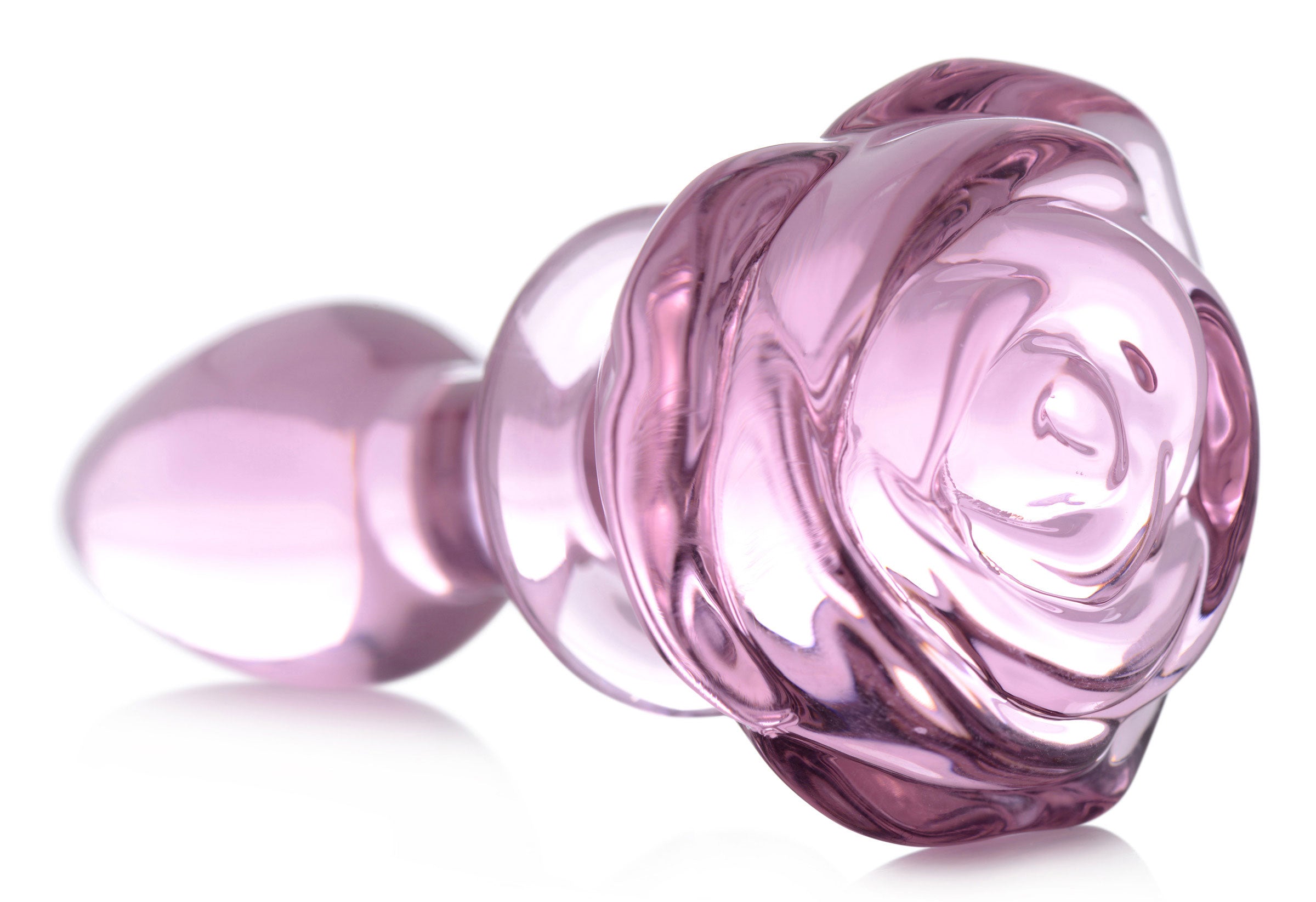 Pink Rose Glass Anal Plug - Small-3