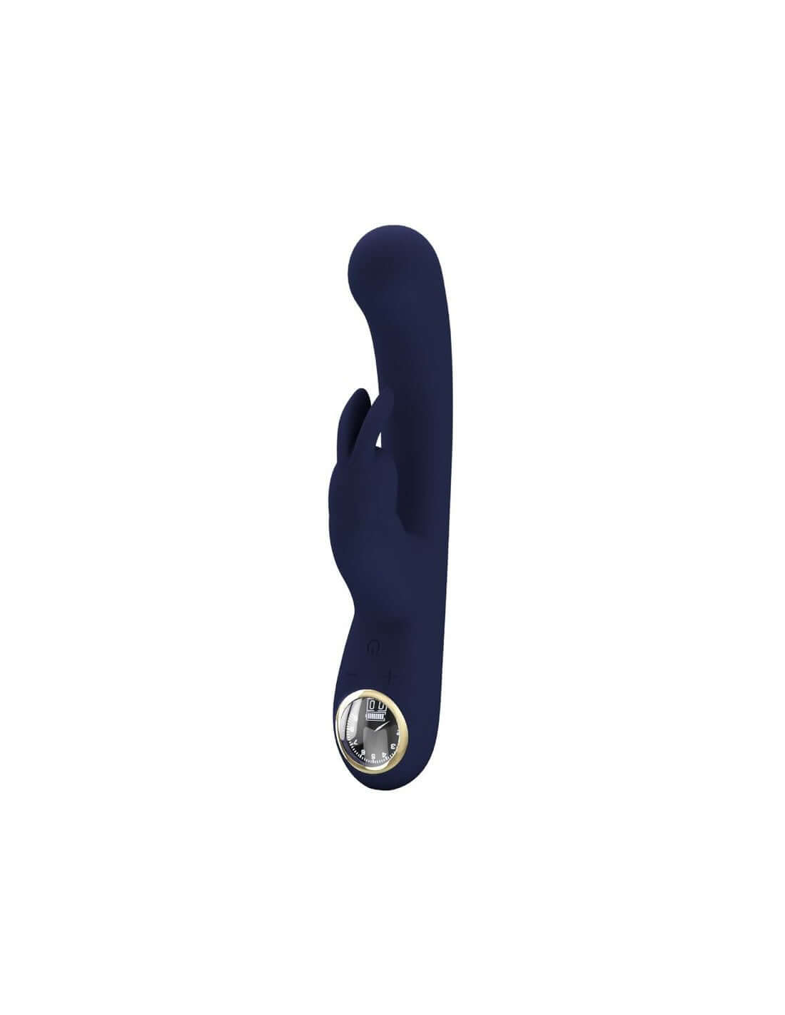 Lamar Blue LED Digital Display Rabbit Vibrator by Pretty Love, silicone, rechargeable, and vibrating for intimate health and pleasure.