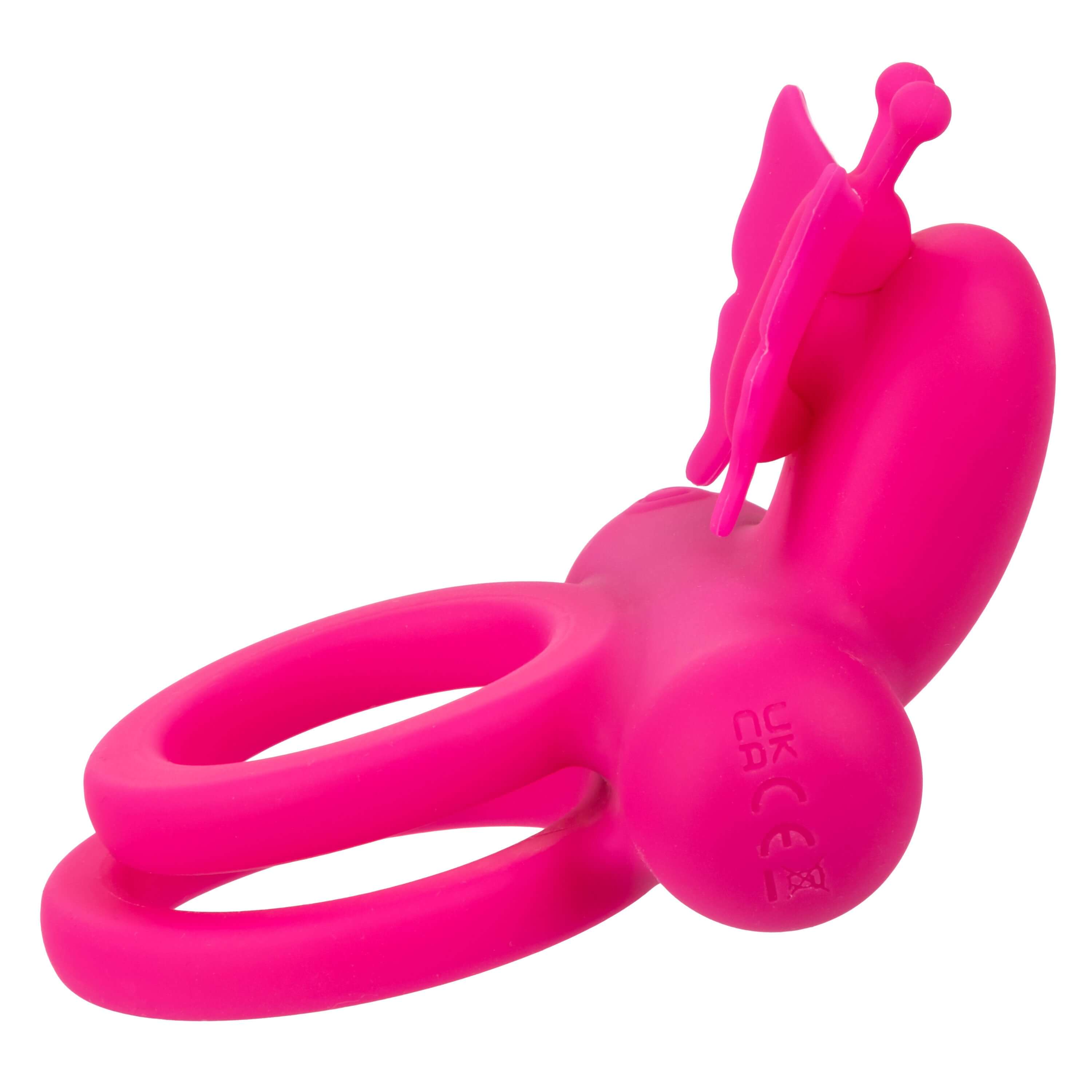 Silicone Rechargeable Dual Butterfly Ring Pink designed for couples with powerful vibrations and playful butterfly stimulation.