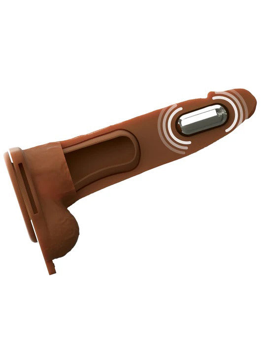 Fantasy X-Tensions Elite 7" Vibrating Hollow Silicone Strap-on - Brown-4