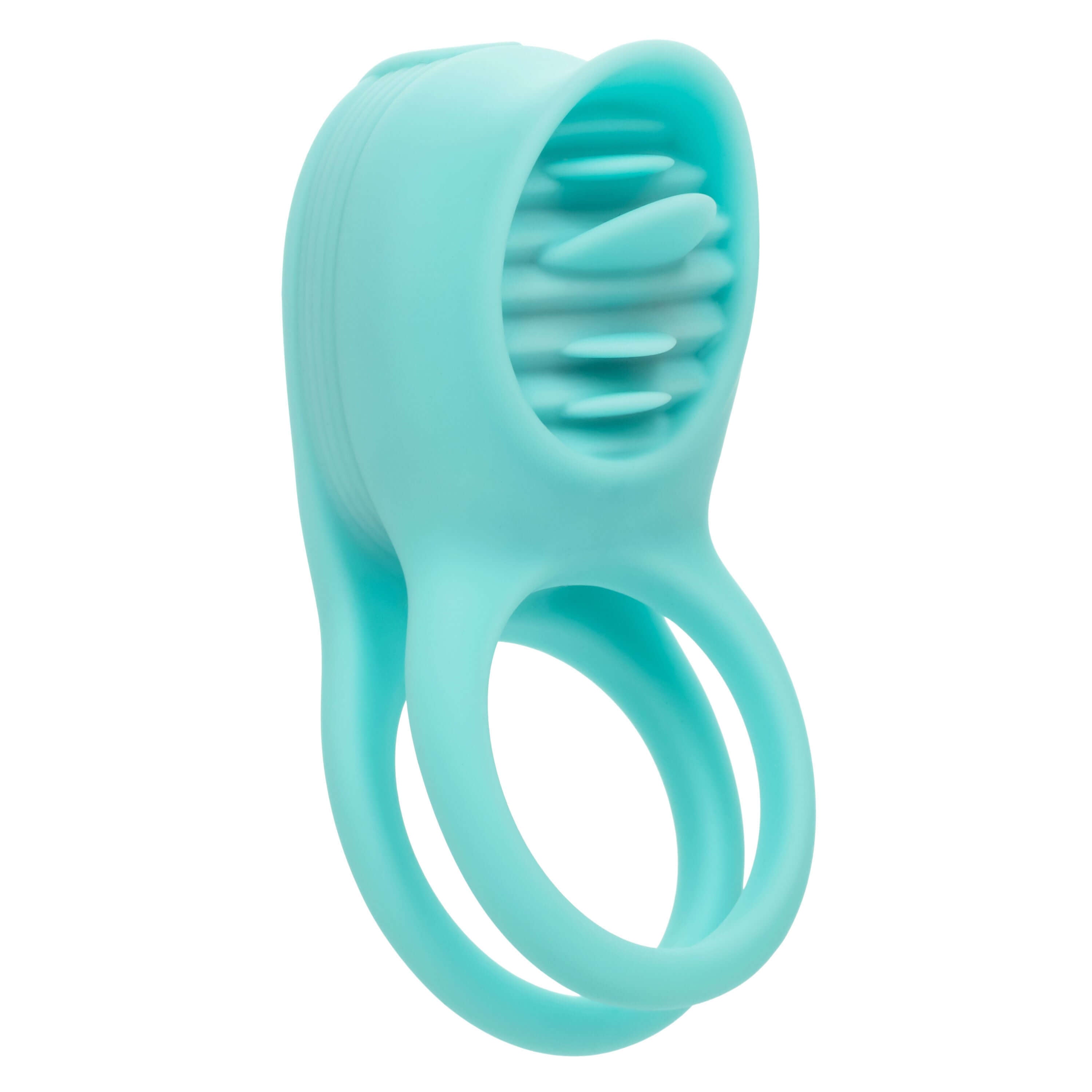 Silicone Rechargeable French Kiss Enhancer for intimate couples play with advanced vibration technology and flickering teaser ring.