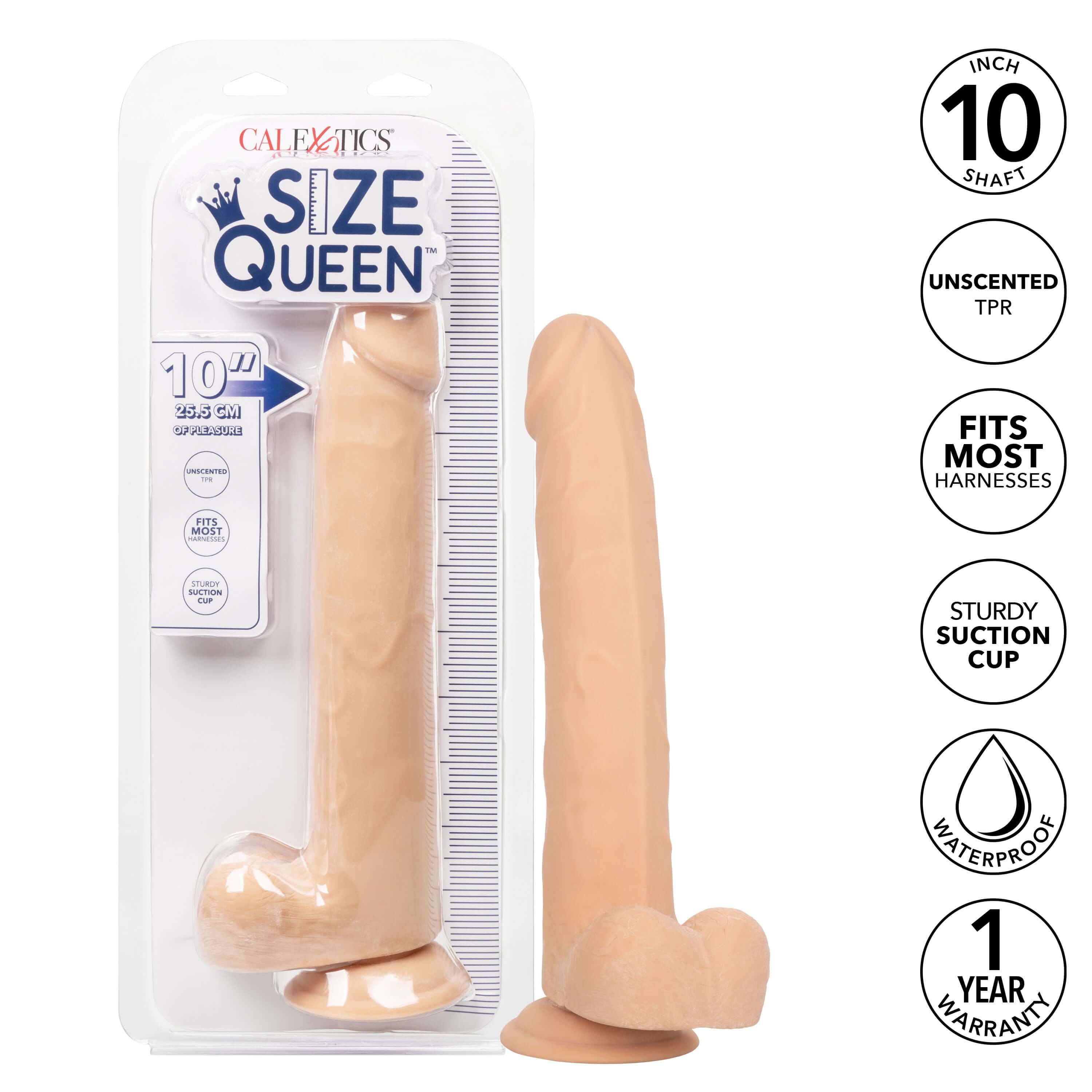 Size Queen 10 inch/25.5 Cm - Ivory-0