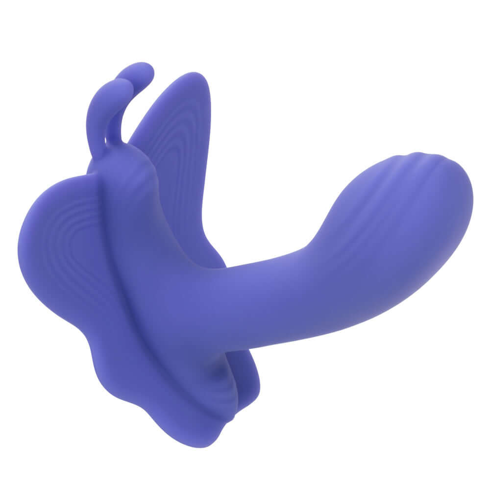 CalExotics Connect Venus Butterfly stimulator in periwinkle, featuring dual motors for comprehensive stimulation and versatile pleasure.